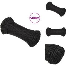 Corde de travail Noir 3 mm 500 m polypropylène - Corde De Travail - Corde Noire - Corde En Polypropylène - Corde Épaisse - Corde Robuste