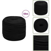 Vidaxl - Corde de travail Noir 8 mm 50 m Polyester - Corde De Travail - Corde Tressée - Polyester - Corde Noire - Corde Épaisse