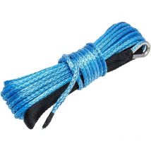 Corde du Treuil Synthétique 6 mmx15 m(1/4' x 50') Force de Rupture 3400kg (10000 lb) Câble du Treuil Synthétique pour vtt utv (Bleu)