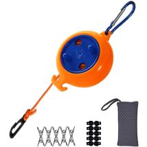 Jormftte - Corde à Linge Rétractable Camping Portable 8M Voyage Vacances Extérieur Corde à Linge Étendoir pour Salle de Bains, Blanchisserie, Jardin