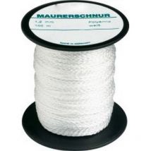 Cordeau de maçon, Perlon, Couleur : Blanc naturel, Long. 100 m, Résistance mécanique env. 80 kg, ø : 1,7 mm