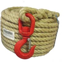Corderie Mesnard - Cordage à poulie chanvre 20M avec crochet Diam. 20/22 - CPCHS200C020N