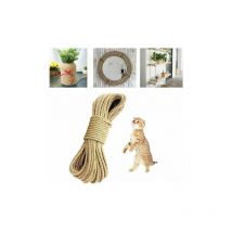 Cordes en chanvre naturel de 20 m/65 pieds de long, cordes en jute solides de 6 mm d'épaisseur, pour le jardin, la navigation de plaisance, les