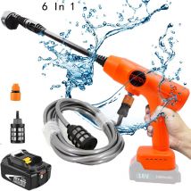 Teetok - Cordless Battery pressure washers,Brushless,6 in 1 ,High Car Jet Wash Cleaner Water Gun+fittings+5500mAh Battery (No Charger),Compatible