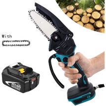 Teetok - Cordless chainsaws,4 Inch Mini Cordless Electric Chainsaw, Wood Saw, One-Handed Saw, pruning Wood Cutter+5.5A Battery (No Charger),