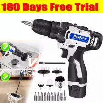 Day Plus - Cordless Drill Electric Screwdriver Rechargeable Handheld Drill 2Speed Brush Set