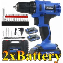 Cordless Drill Impact Driver 45Nm, 21V 2x1.5Ah Li-Ion Batteries Electric Bolt Screwdriver,Drill Driver, Fast Charger, 2900RPM Max Speed, 2 Speed,