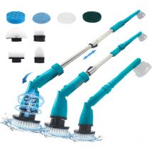 Cordless Electric Cleaning Brush, Rotating Brush with 8 Brush Heads, with Adjustable Handle for Bathroom, Tile and Car (No Battery), Compatible with