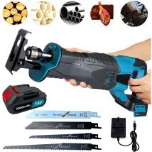 Cordless reciprocating saw, variable speed , stroke length 15mm, sabre saw+4-saw blades, quick release chuck, Ideal ,cutting wood,metal ( 2x5.5A
