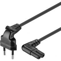 Câble de raccordement Fiche Euro coudée des deux côtés, 0,3 m, noir, fiche européenne (type c, cee 7/16) prise d'Appareil C7, 0.3 m (56587) - Goobay