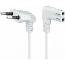 Câble de raccordement Fiche Euro coudée des deux côtés, 3 m, blanc - fiche européenne (type c, cee 7/16) prise d'Appareil C7 - 3 m (97356) - Goobay