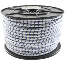 Cordon élastique 8 mm blanc/bleu