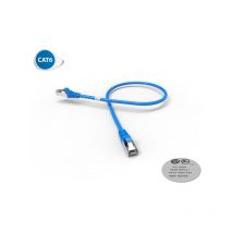 Cordon RJ45 cat 6 surmoulé futp 100 Ohms lsoh, Longueur : 0,5 m, Couleur : bleu (2025B)