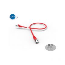 Cordon RJ45 cat 6 surmoulé futp 100 Ohms lsoh, Longueur : 0,5 m, Couleur : rouge (2025R)