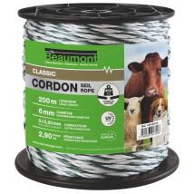 Beaumont - Cordon torsadé blanc et vert diamètre 6 mm 200 m classic