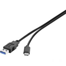 Renkforce - Câble usb usb 3.2 Gen1 (usb 3.0) usb-a mâle, usb-c mâle 0.30 m noir contacts dorés RF-3241262