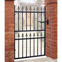 Cannock Gates - Corfe Premium Range Spear Top Single Gate - Solid Steel - Fits Gap of 1067 mm x 1168 mm High - Electro Galv./Black Powder Coated