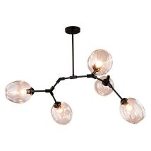 Larissa Lighting - Corfu Plafonnier 5 Lumières Métal-Verre Noir
