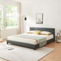 Corium Letto Imbottito 18x2cm Grigio scuro Doppio Matrimoniale Similpelle - grigio