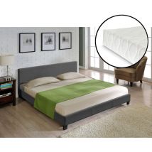 Corium Letto in tessuto grigio scuro di alta qualitá 180x200cm di 100% Poliestere + Materasso - grigio scuro