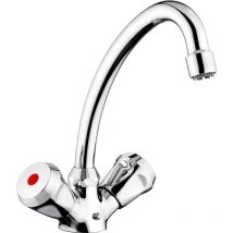 Cornat - Sah1131, Miscelatore per Lavello a 2 Manopole, con Collo Regolabile, Bassa Pressione Cromato
