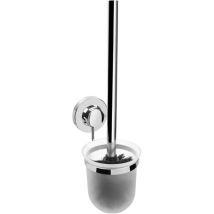 T340267 T340267-porta 3 In 1, Con Scopino Per Wc, 3 Diverse Opzioni Di Fissaggio Con Ventosa, Adesivo E Foratura, Cromato, Cromo (lucido) - Cornat
