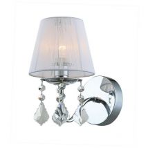 Italux - Cornelia - Wall Lamp Chrome, White 1 Light with White, Fabric Shade, E14