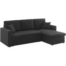 3-seater reversible corner sofa bed with storage, Ida, Black, 219x84x68 cm