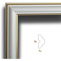 Eternalparquet - Cornice Bugna Preassemblata Per Boiserie In Polimeri Linea Gold (doppio Filo Oro) Bianco Avorio 9010 Varie Dimensioni-50x150cm