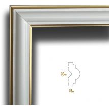 Cornice Bugna Preassemblata per Boiserie in polimeri linea gold (doppio filo oro) bianco Avorio 9010 varie dimensioni-50X50cm