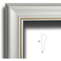 Cornice Bugna Preassemblata Per Boiserie In Polimeri Linea Gold (filo Oro) Bianco Avorio 9010 Varie Dimensioni-50x150cm