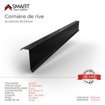 Bravo The Smart Solution - Cornière de rive - bac acier - tôle de couverture - Toiture - - bac acier - tôle de couverture - Toiture - H12 Noire ral