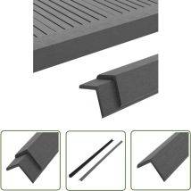 The Living Store Cornière de terrasse 5 pcs wpc 170 cm Gris - Bordures Terrasse - Cornières Terrasse - Revêtement Terrasse - Bois Composite - wpc