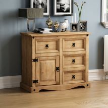 Corona Solid Pine Sideboard 1 Door 3 Drawer Cabinet Cupboard Storage