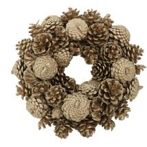 Vacchetti - Corona con piñas de pino champagne cm ø30h8