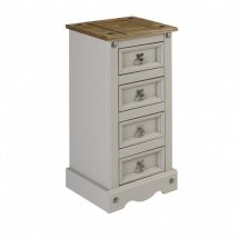 Mercers Furniture - Corona Grey Wax 4 Drawer Narrow Bedside