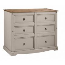 Mercers Furniture - Corona Grey Wax 6 Drawer Wide Chest