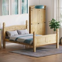 Home Discount - Corona Solid Pine Wood Bed Frame, High Foot End, 4ft6 Double, 190 x 135 cm