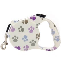 Gncpets - Correa extensible de cordón con dibujo de huellas hasta 12 kg 5 metros Correa extensible de cordón de 5 metros para perros hasta 25 kgs.