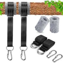 Jalleria - Correa para hamaca, 2 correas de 150 cm para columpio de árbol con mosquetones y anillas en d, 2 protectores de árbol, accesorio para