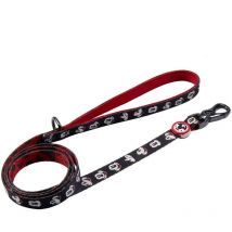 Mickey Mouse - Correa Premium para Perros de Color Negro y Rojo - Talla m - Mosquetón para Collar Incluido - Detalles en 3D - Elaborada en Poliéster