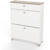 Scarpiera 'izzy' bianca e quercia con 2 ante e 1 cassetto, 80,8x24,4x104,3 cm