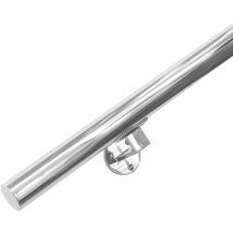 Corrimano in acciaio inox lucido - 120 cm + 2 supporti