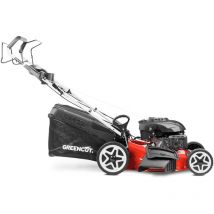 Greencut - Cortacésped gasolina 173cc 7.5cv, motor 4 tiempos ohv autopropulsado, cuchilla acero doble filo 530mm 21', sistema recogida 4 en 1 con