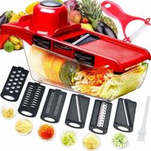 Coocheer - Cortadora manual, cortadora de verduras, picadora de alimentos, ralladora, 6 cuchillas intercambiables de acero inoxidable con pelador y