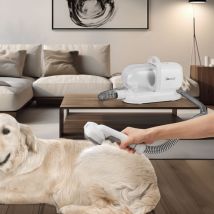 Cortapelos eléctrico para mascotas con aspiradora Amesbury - Blanco [ In.tec