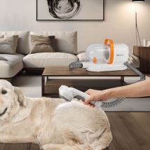 In.tec - Cortapelos eléctrico para mascotas con aspiradora Amesbury - Blanco/Naranja [ ]