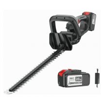 Freosen - Cortasetos inalámbrico, 21 v, 54 cm, cuchilla asimétrica, distancia entre dientes 18 mm, doble interruptor, con batería de 4,0 Ah y cargador