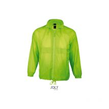 Chaqueta Cortaviento Unisex Hidrófugo XL Tilo Fluor – 100% Poliamida – Sistema de Plegado en Bolsa – Ojales de Ventilación