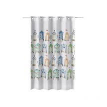 Cortina baño estampado casitas 180 x 200 cm poliester Atenas
